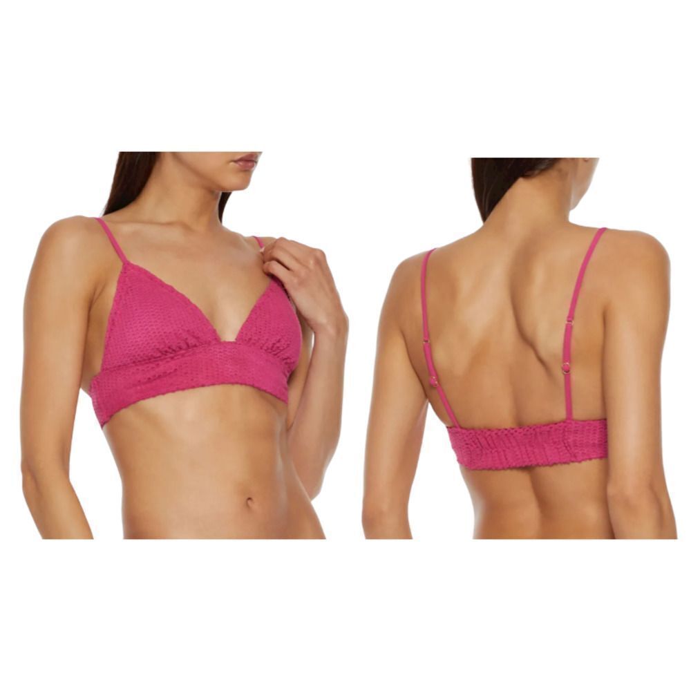 Vix Paula Hermanny Scales Helen Laser Cut Triangle Bikini Top‎ Swim Pink Large